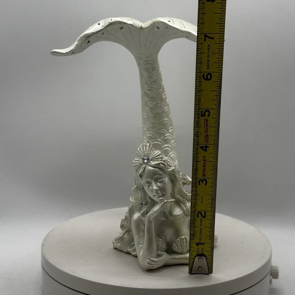 Mermaid Earring Holder Vanity Display Pearl Opalescent Nautical Fantasy Fin Tail